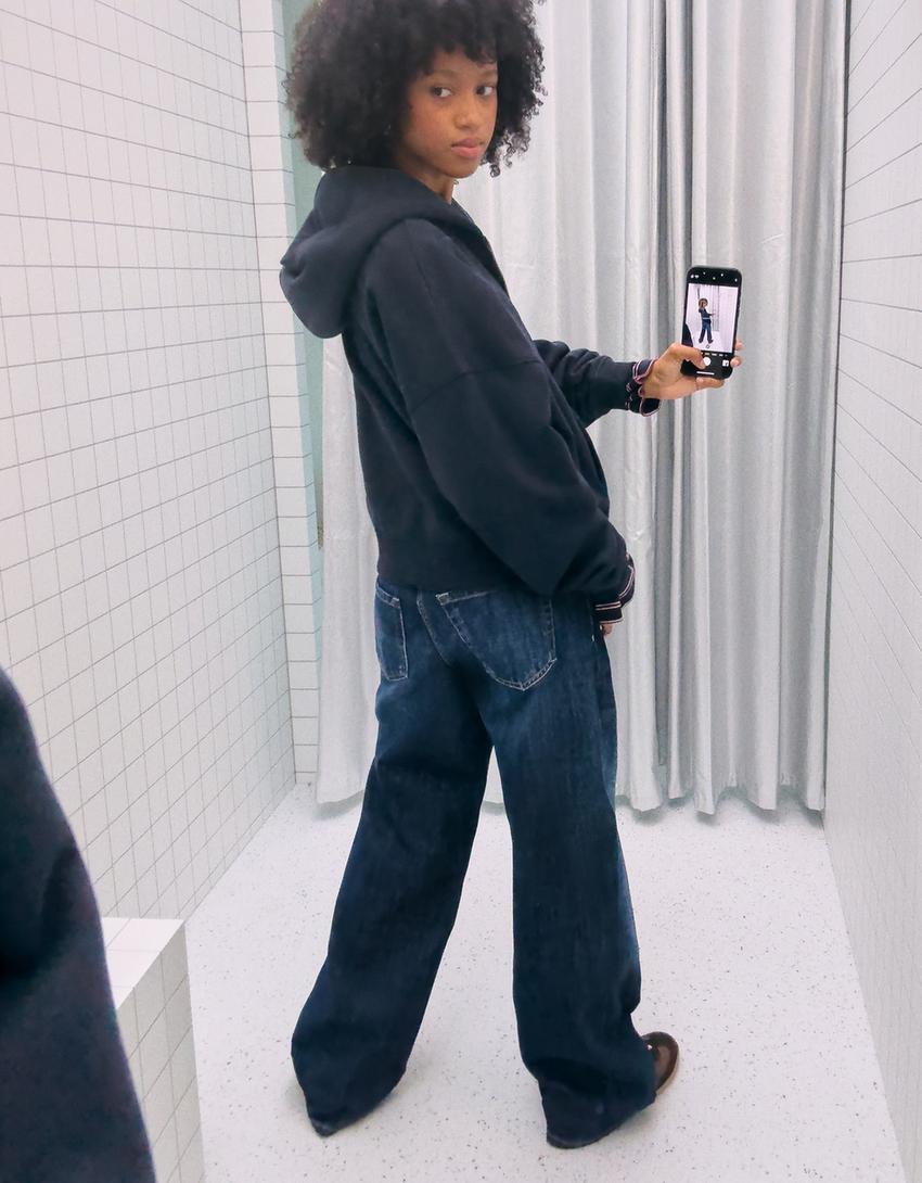 Sudadera cremallera oversize capucha-Marino