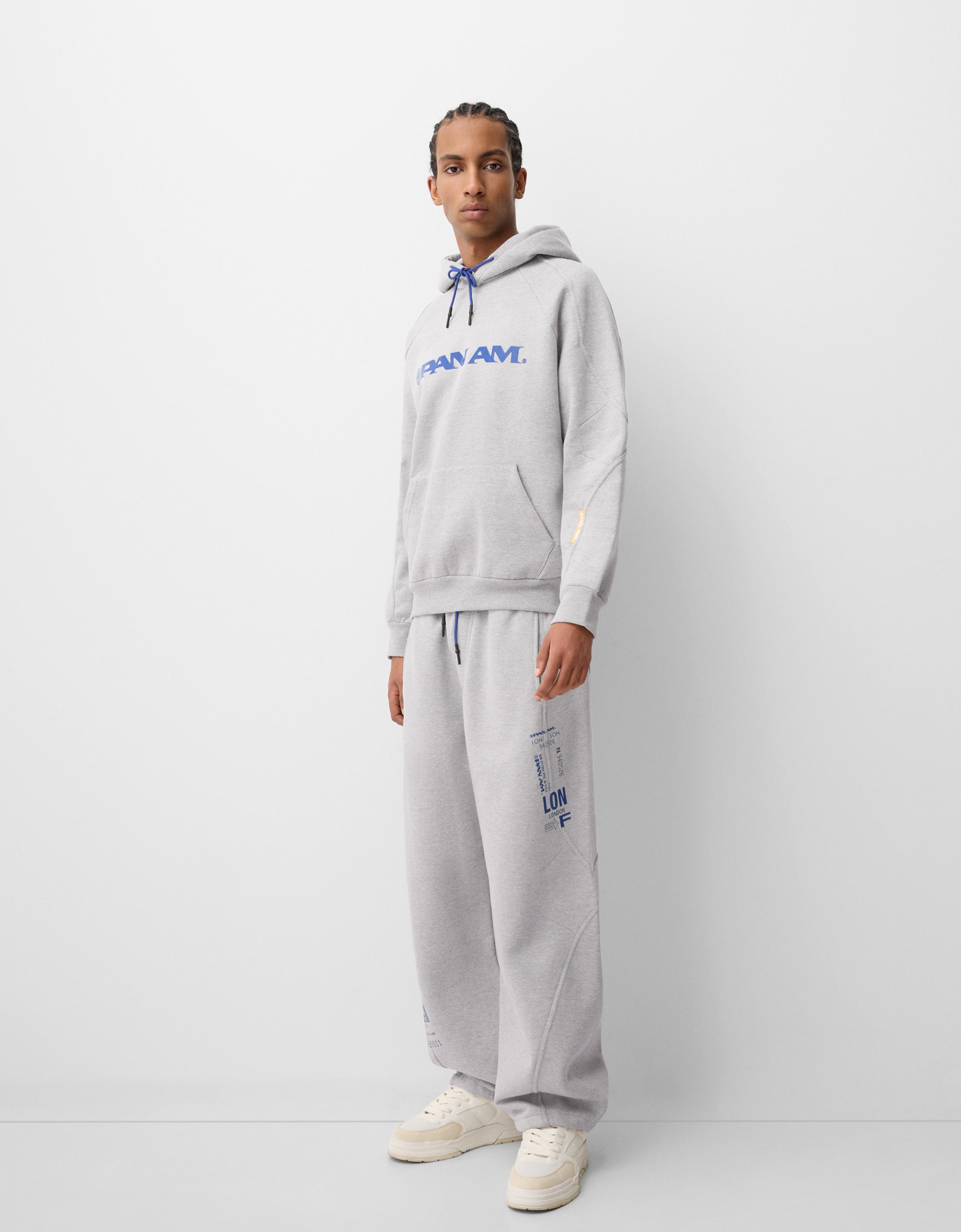 Pan Am print boxy fit hooded sweatshirt New Men Bershka