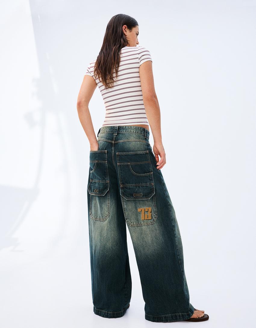 Mega baggy jeans-Grön