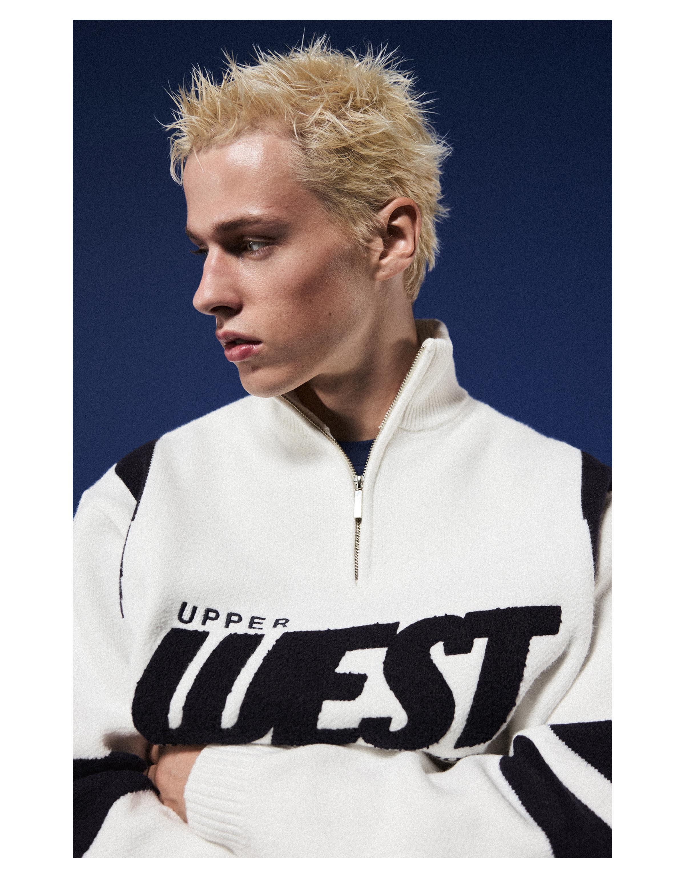 Bershka Grafik desenli yarım fermuarlı kazak görsel 8