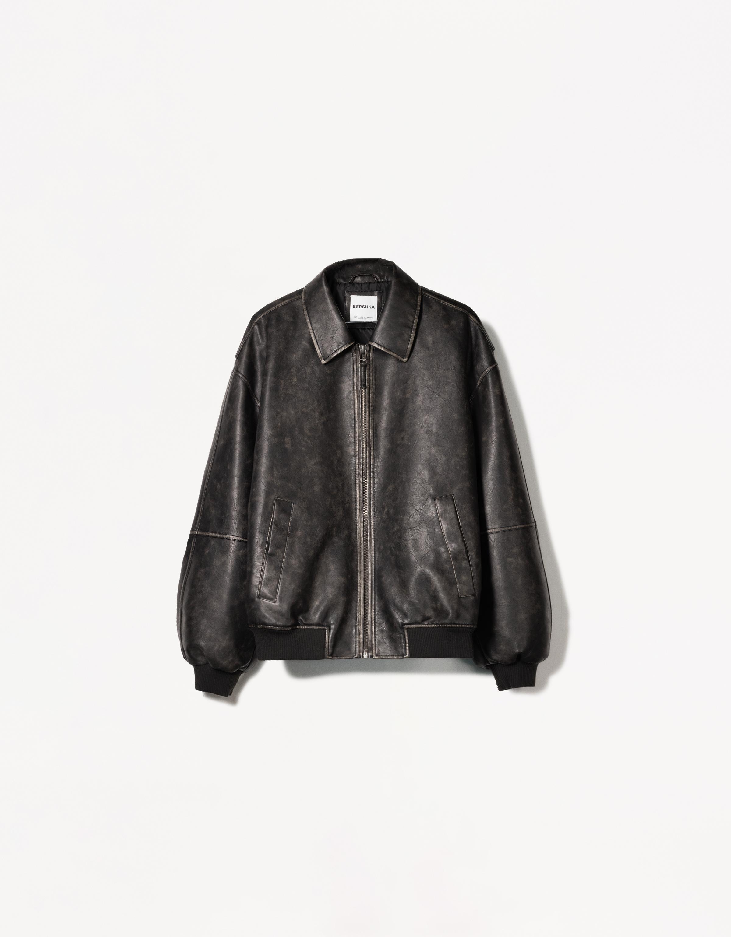 Faux leather bomber jacket - Men | Bershka