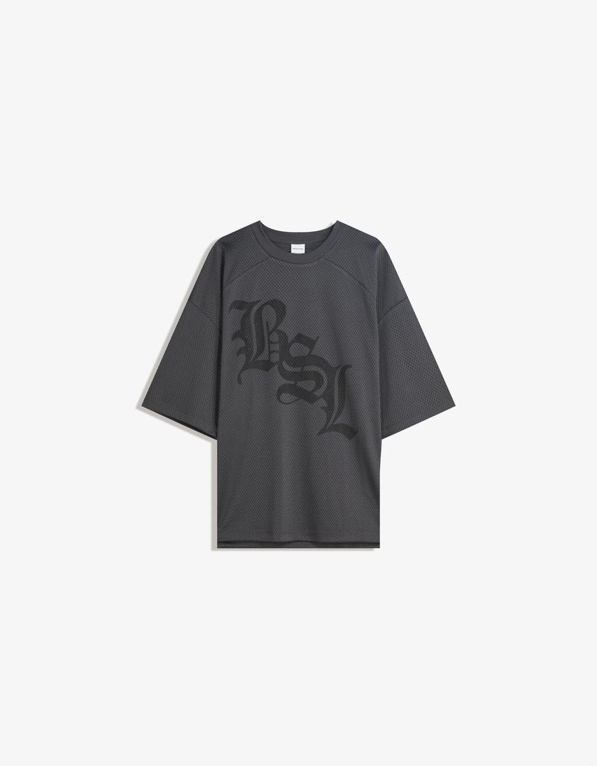 T-shirt de manga curta mesh-Cinza
