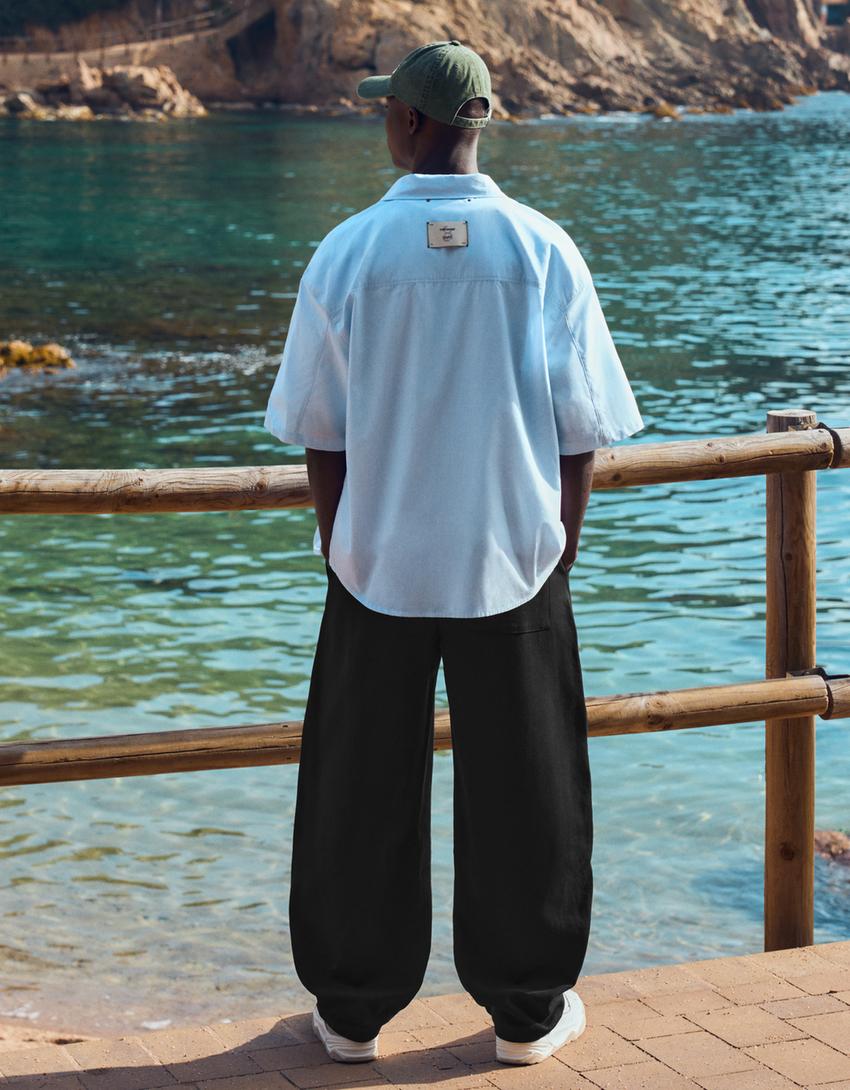 Interlock balloon fit trousers-Black