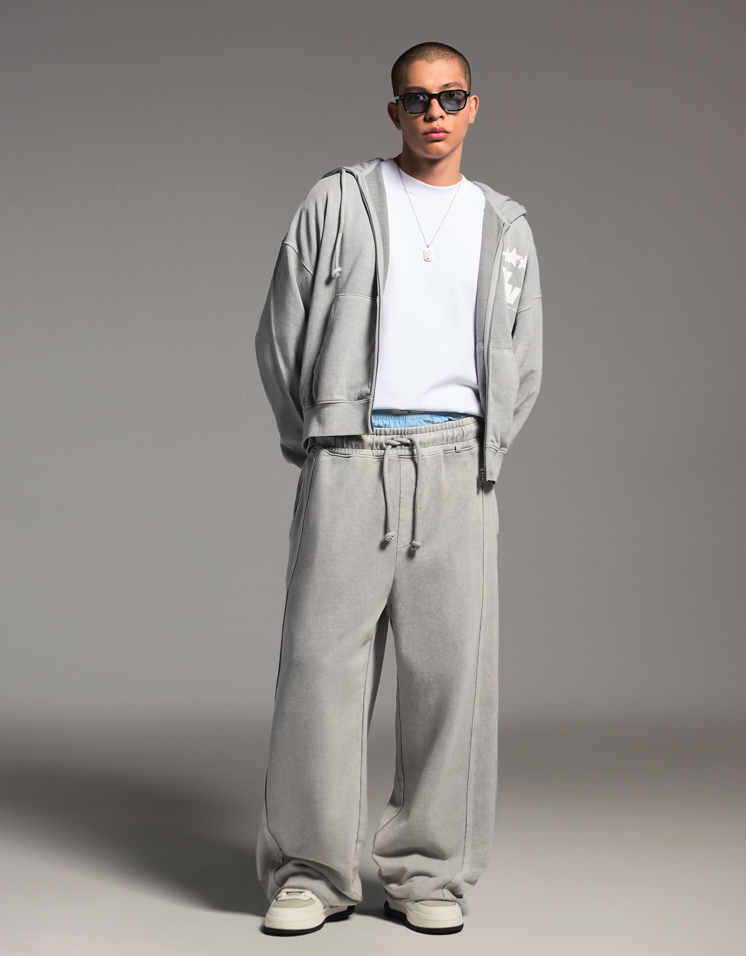 Fermuarlı boxy fit baskılı sweatshirt - Görsel 15