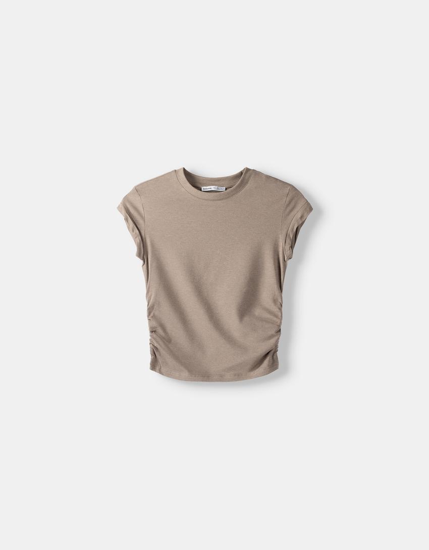 تيشرت بأكمام قصيرة-رملي-4