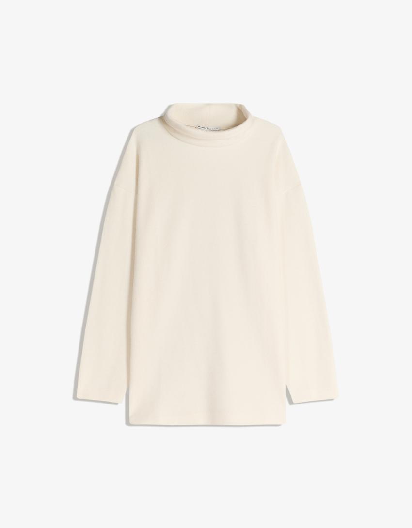 Vestido mini manga larga-Cru