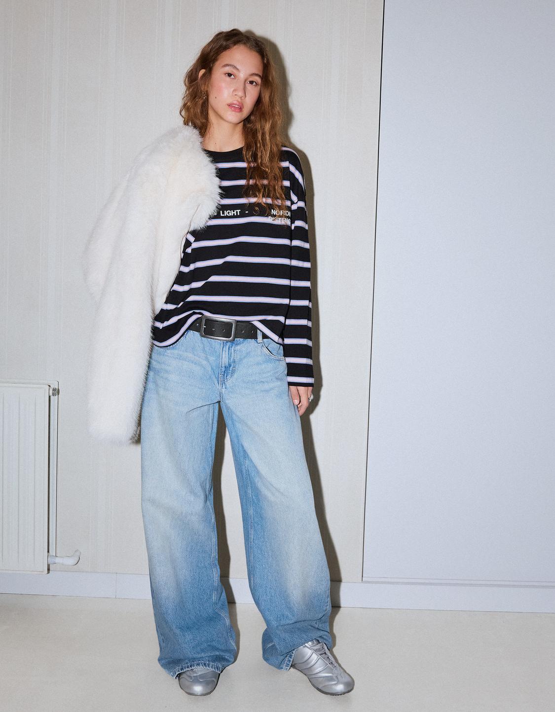 T-shirt à manches longues oversize imprimé