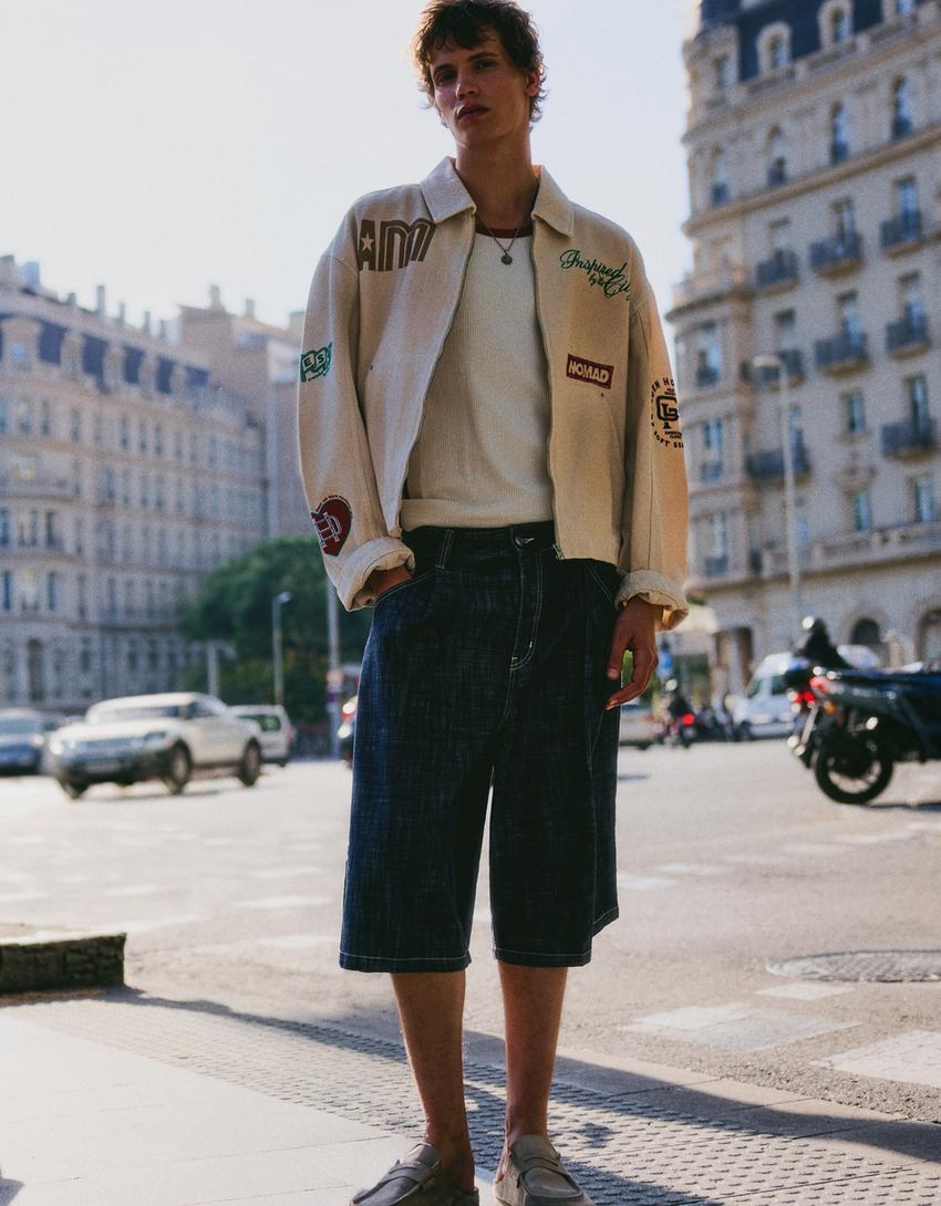 Jacket with patches-Cream