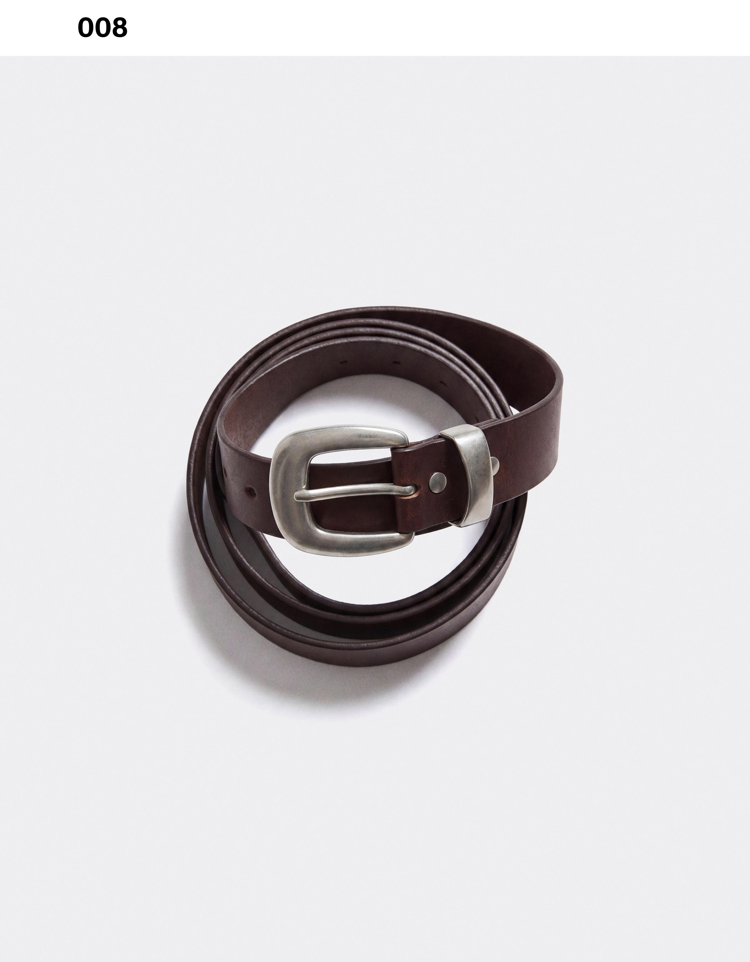 Belt with tip buckle — Brown
