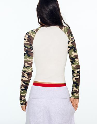 Raglan print long-sleeve T-shirt — Khaki 2