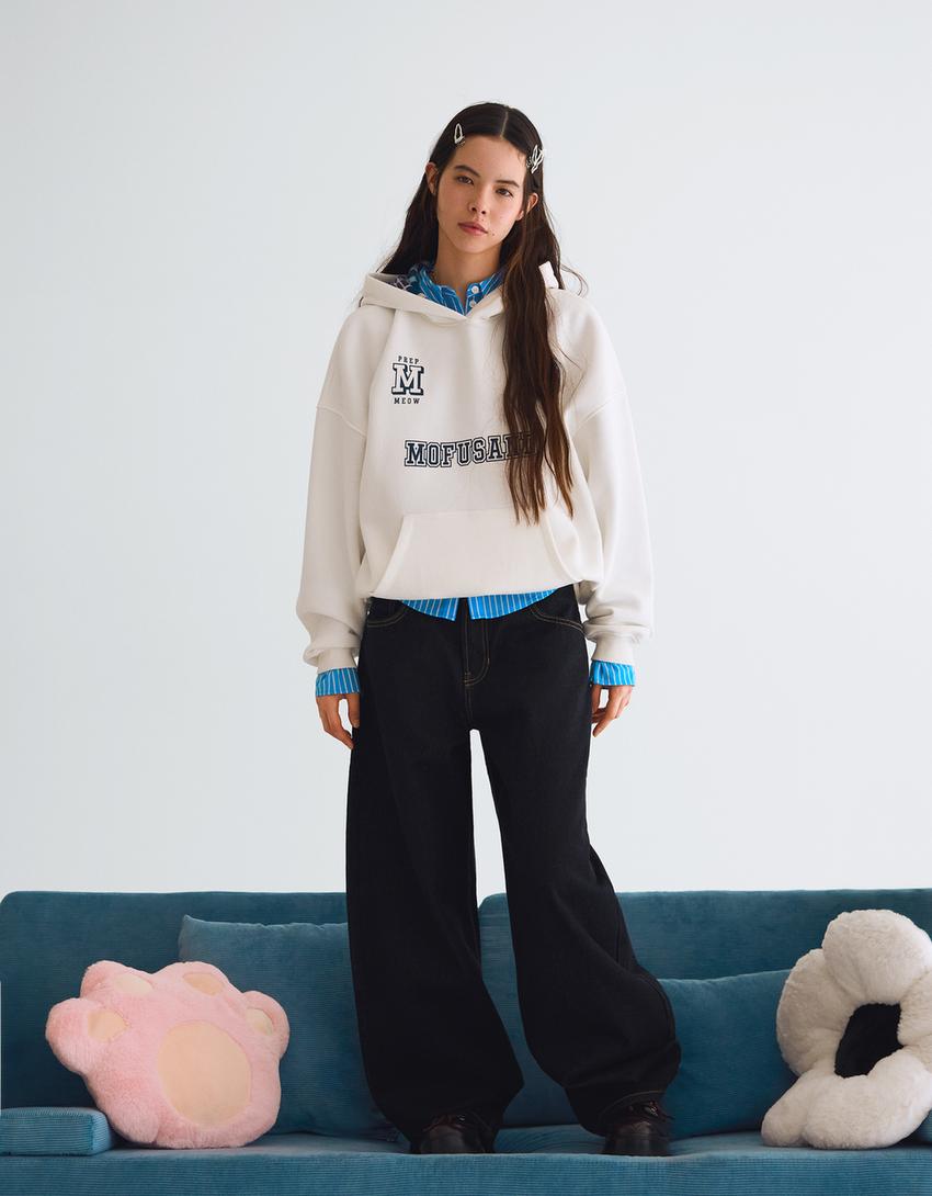 Sudadera Mofusand capucha print-Blanco roto-3