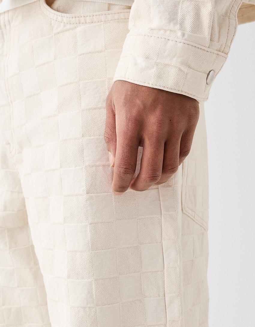 Jean super baggy jacquard-Blanc-5