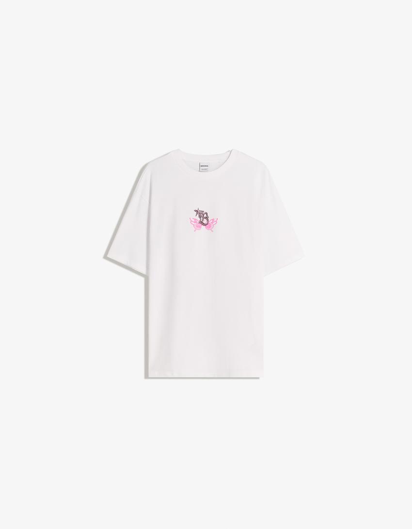 Short sleeve T-shirt with print-White