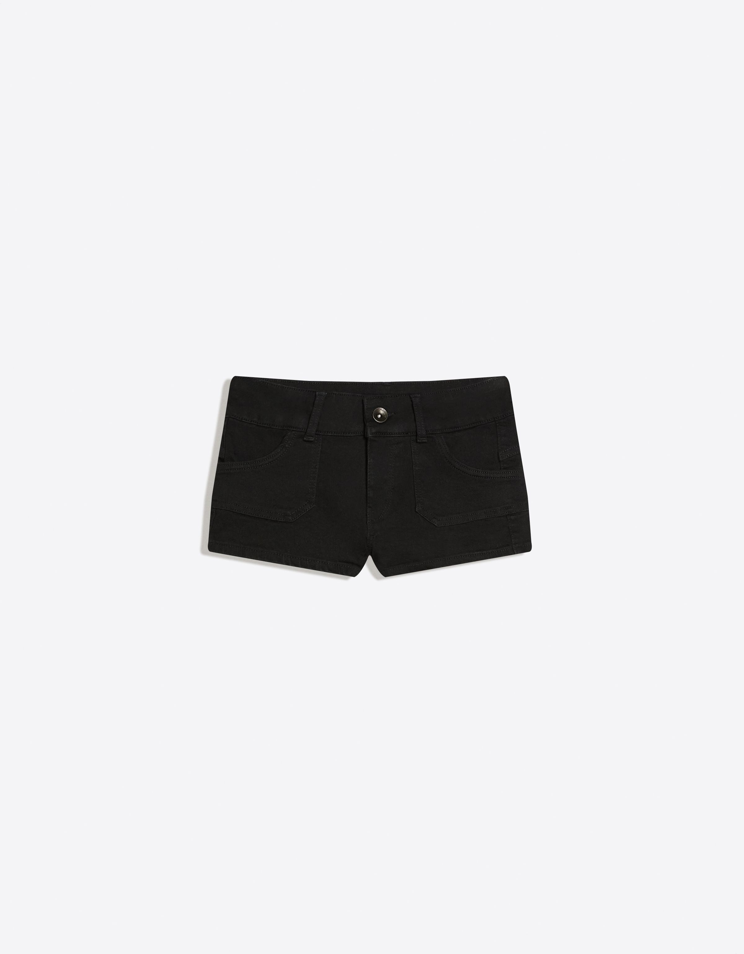 Denim contrast mini shorts