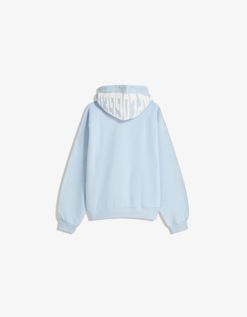 Printed hoodie-Light blue-4