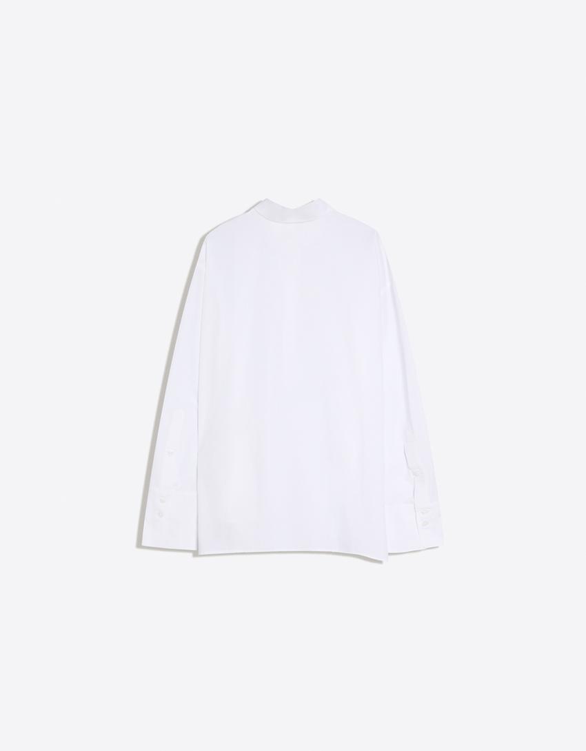 Košulja dugih rukava na preklop sa dugmićima-Bela