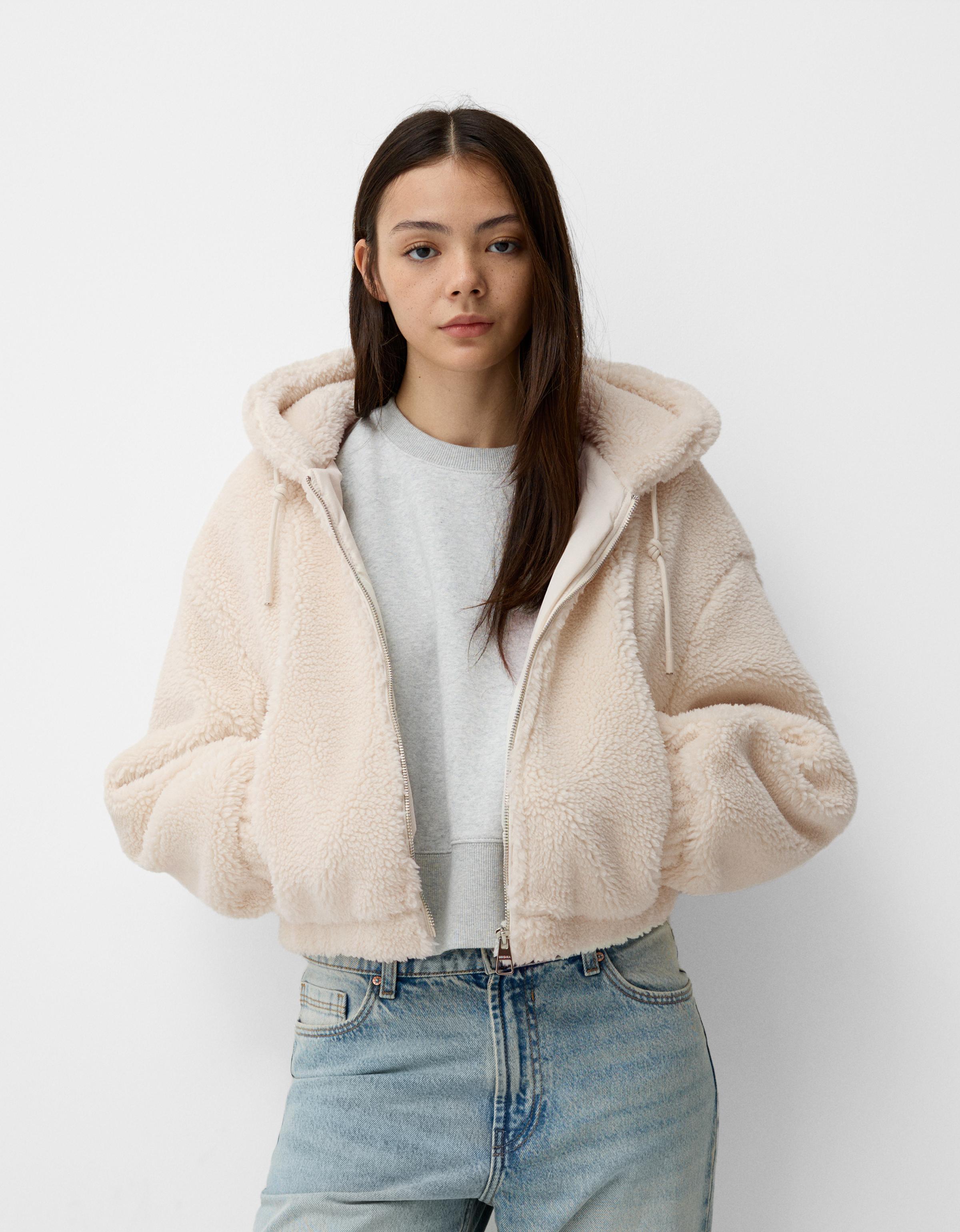 Hooded shearling jacket hotsell