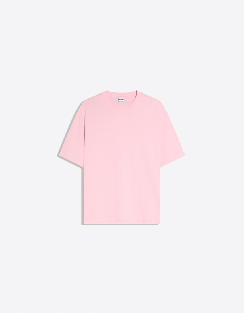 Boxy-T-Shirt mit kurzen Ärmeln-Rosa