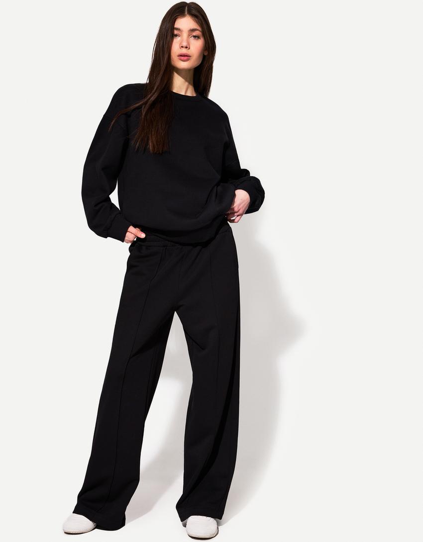 Oversize-sweatshirt med sidofickor-Svart-2