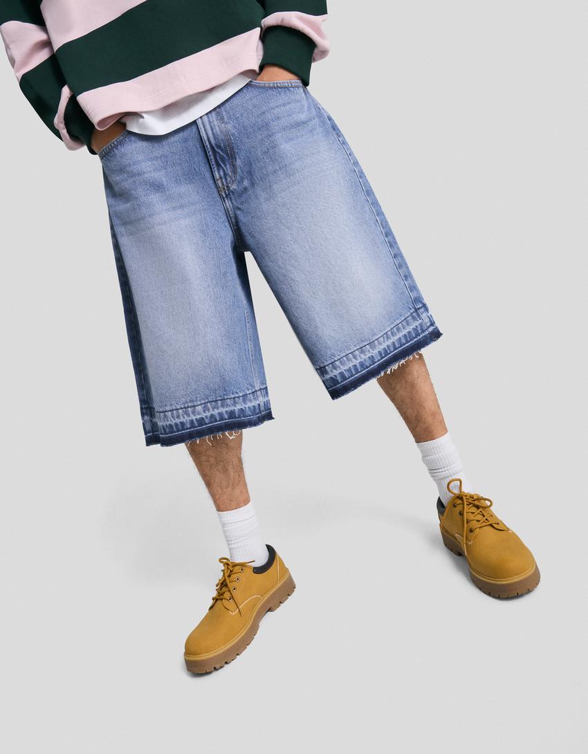 Baggy Bermuda shorts-Light blue