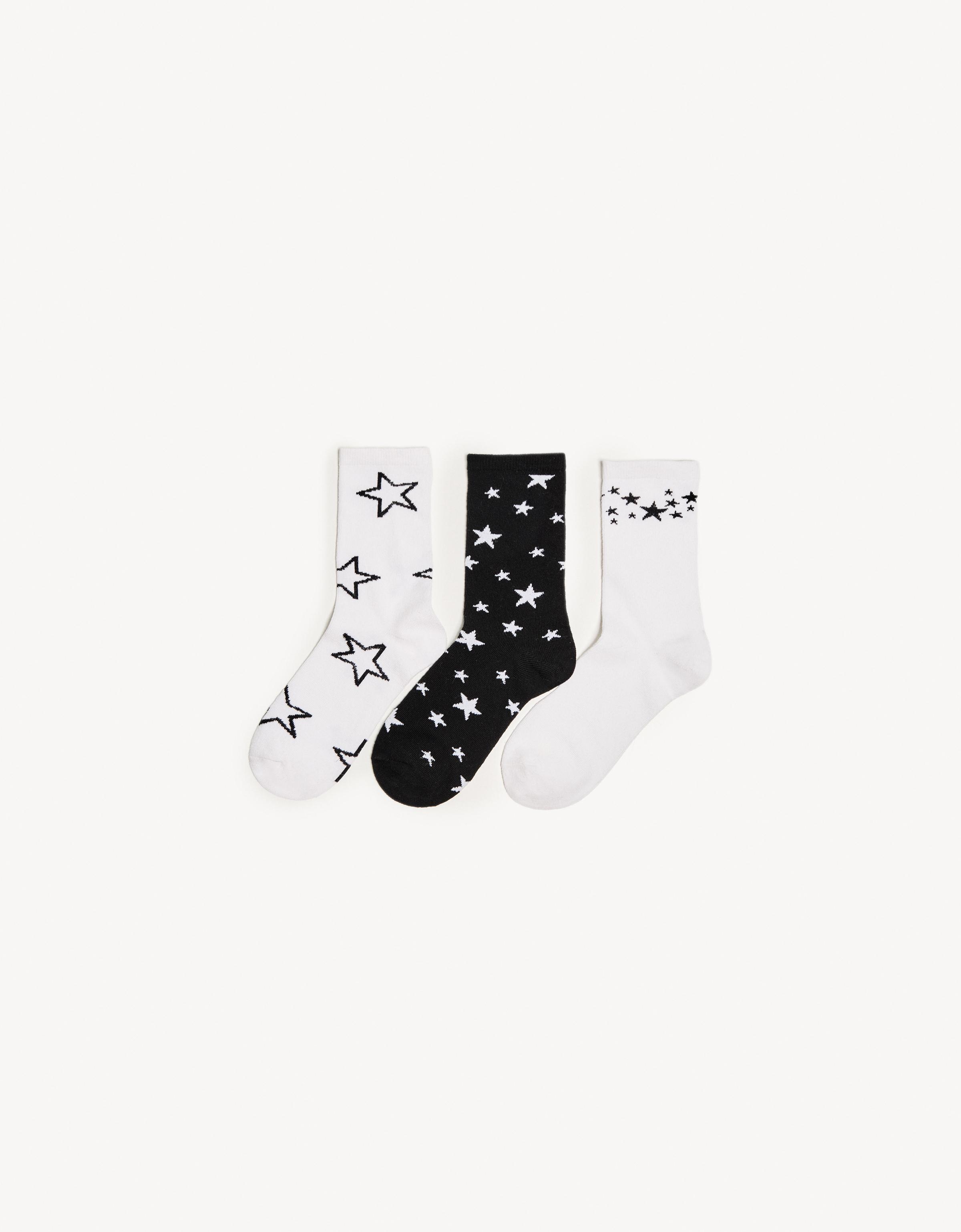 Bershka 3er-Pack Socken Mit Print Damen Weiss