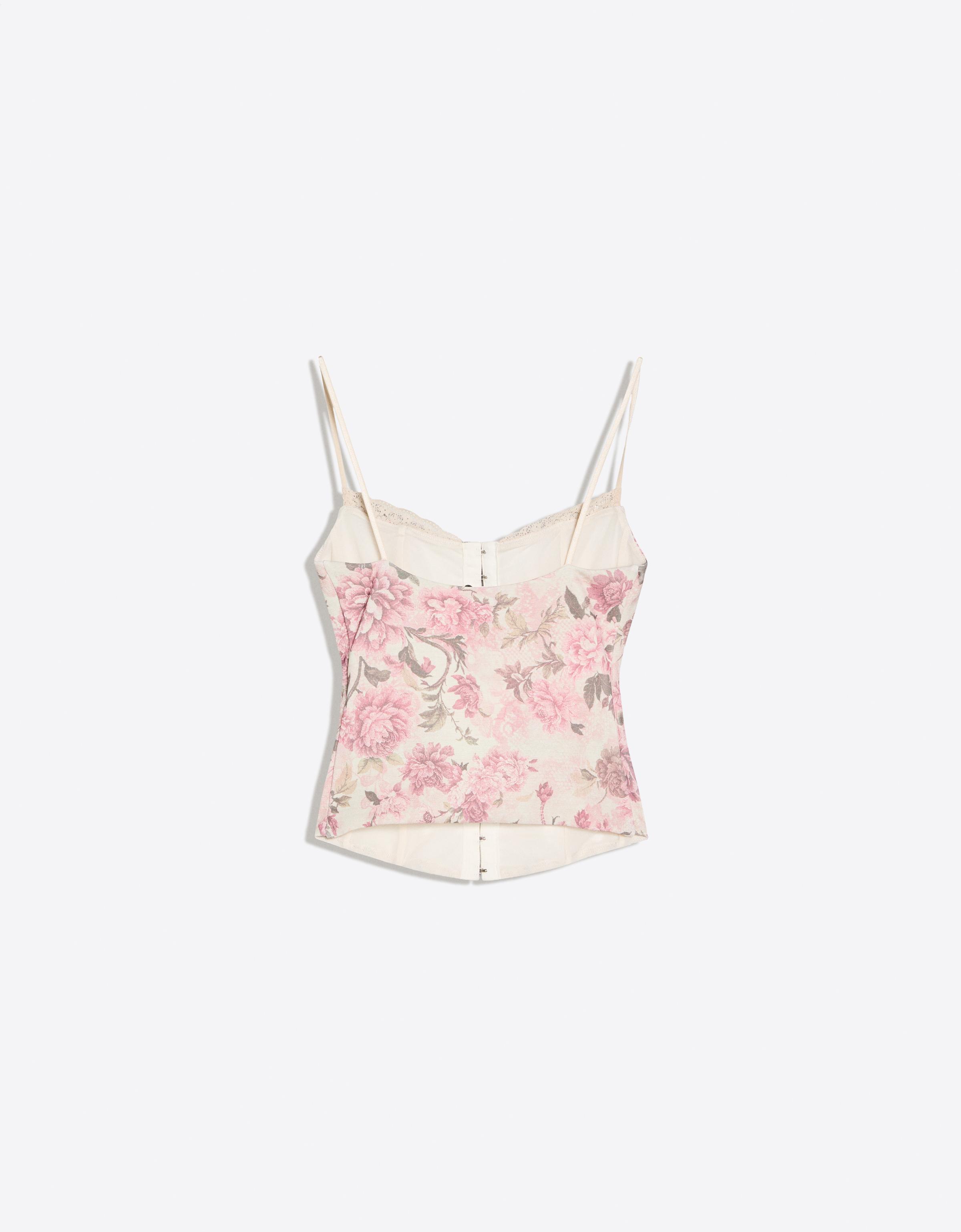 Floral corset strappy top — Pink