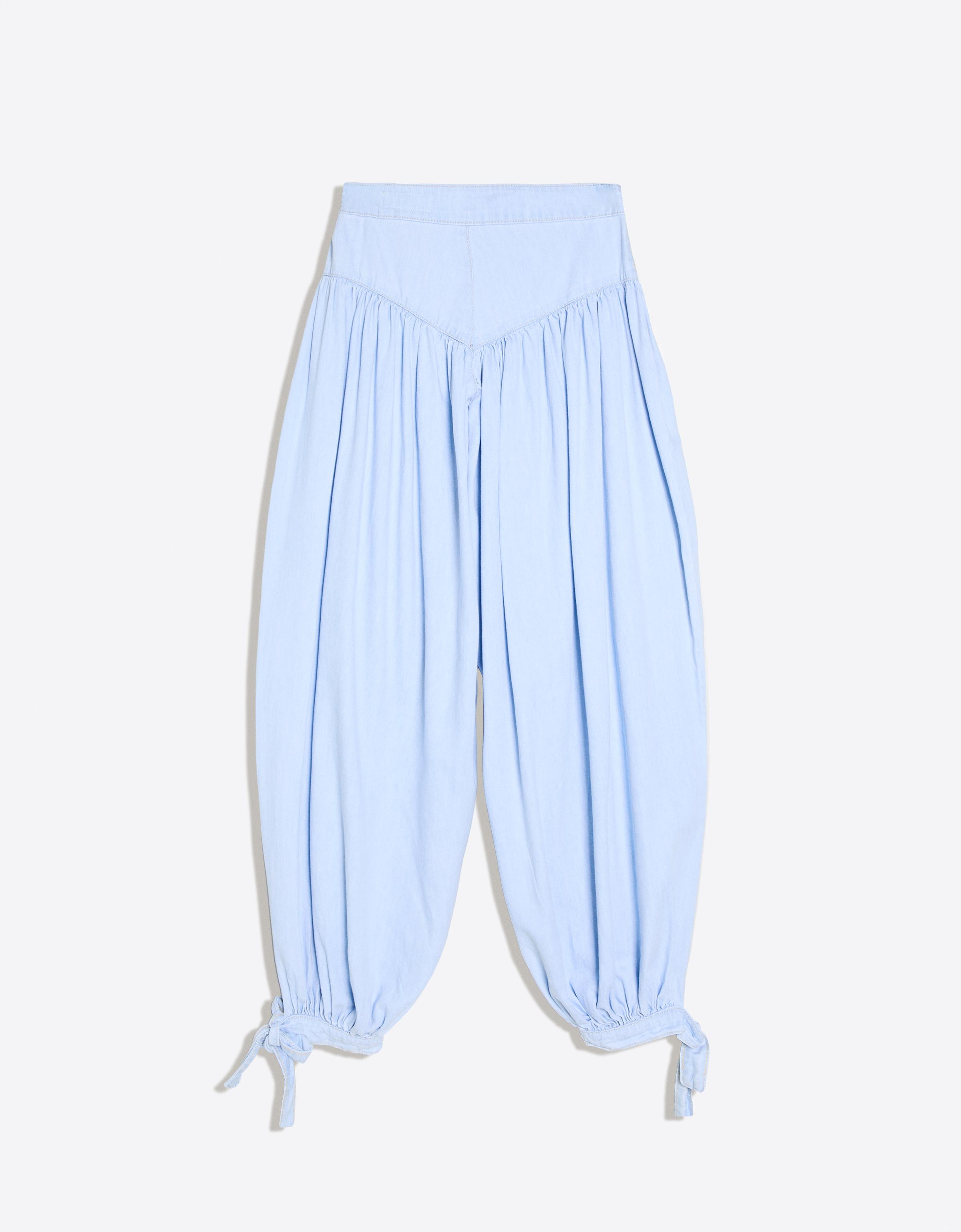 Light balloon jeans with knot — Light blue