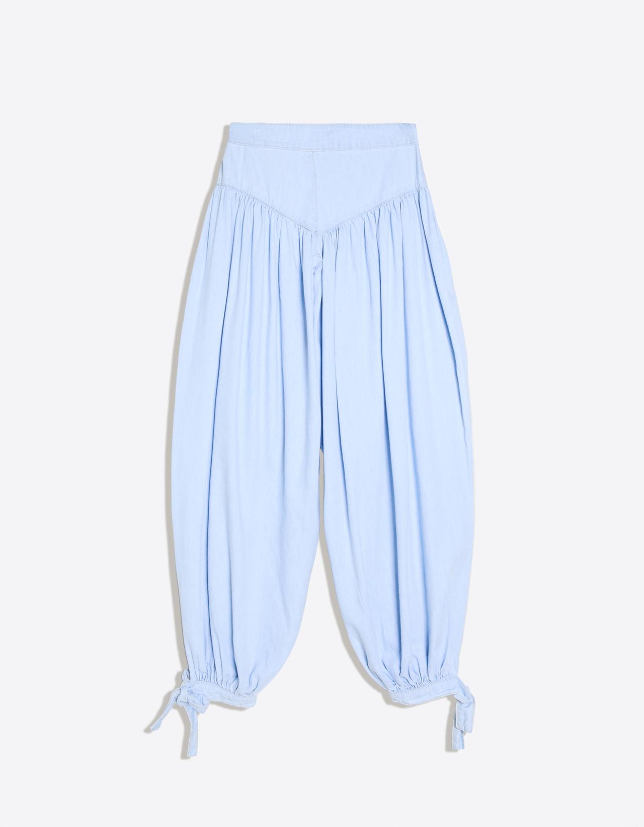 Light balloon jeans with knot — Light blue