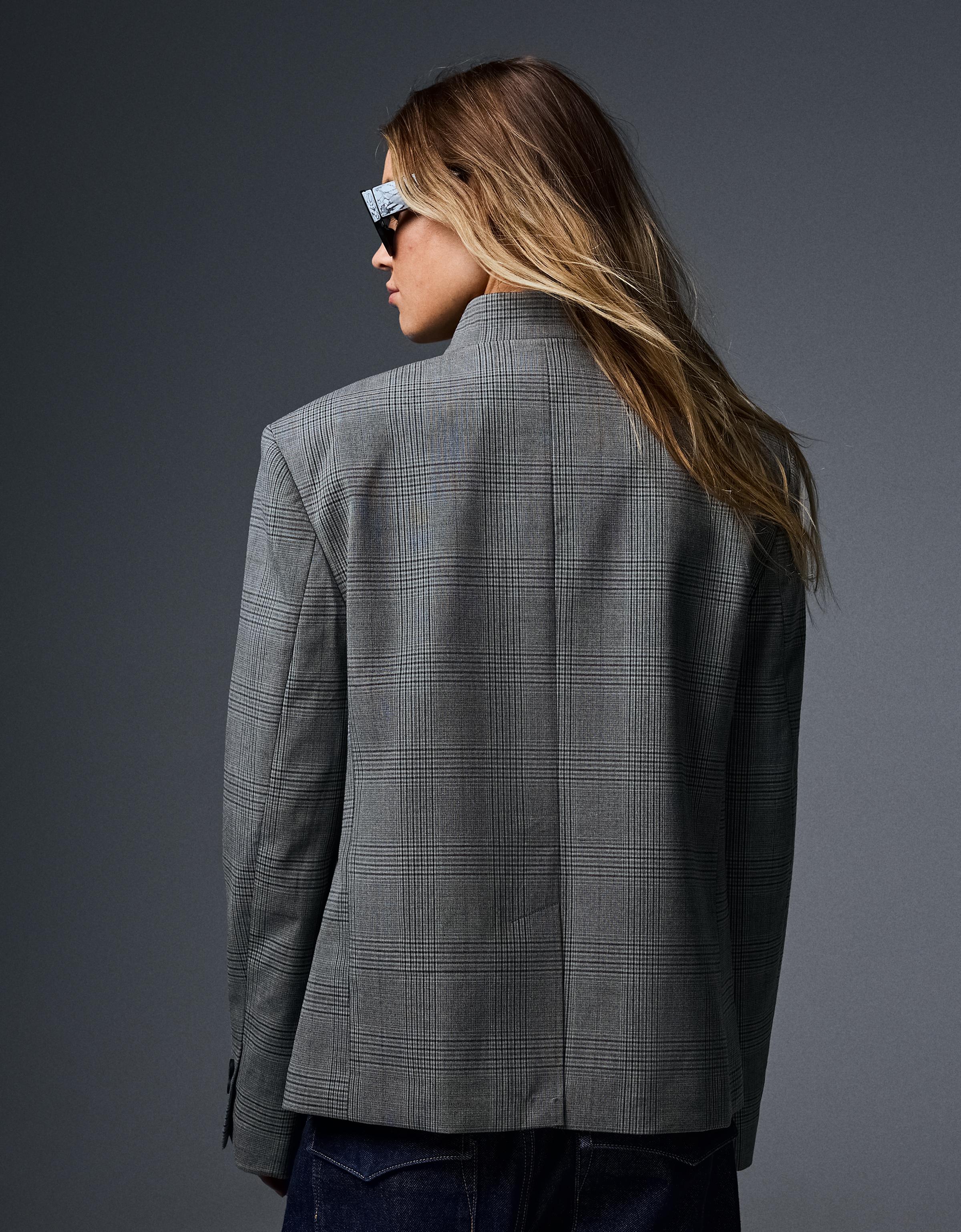 Double-breasted button-up blazer — Grey