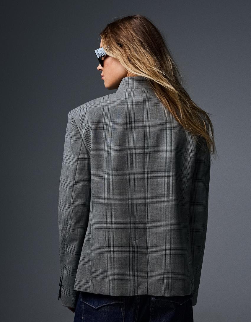Blazer doppiopetto con bottoni-Grigio