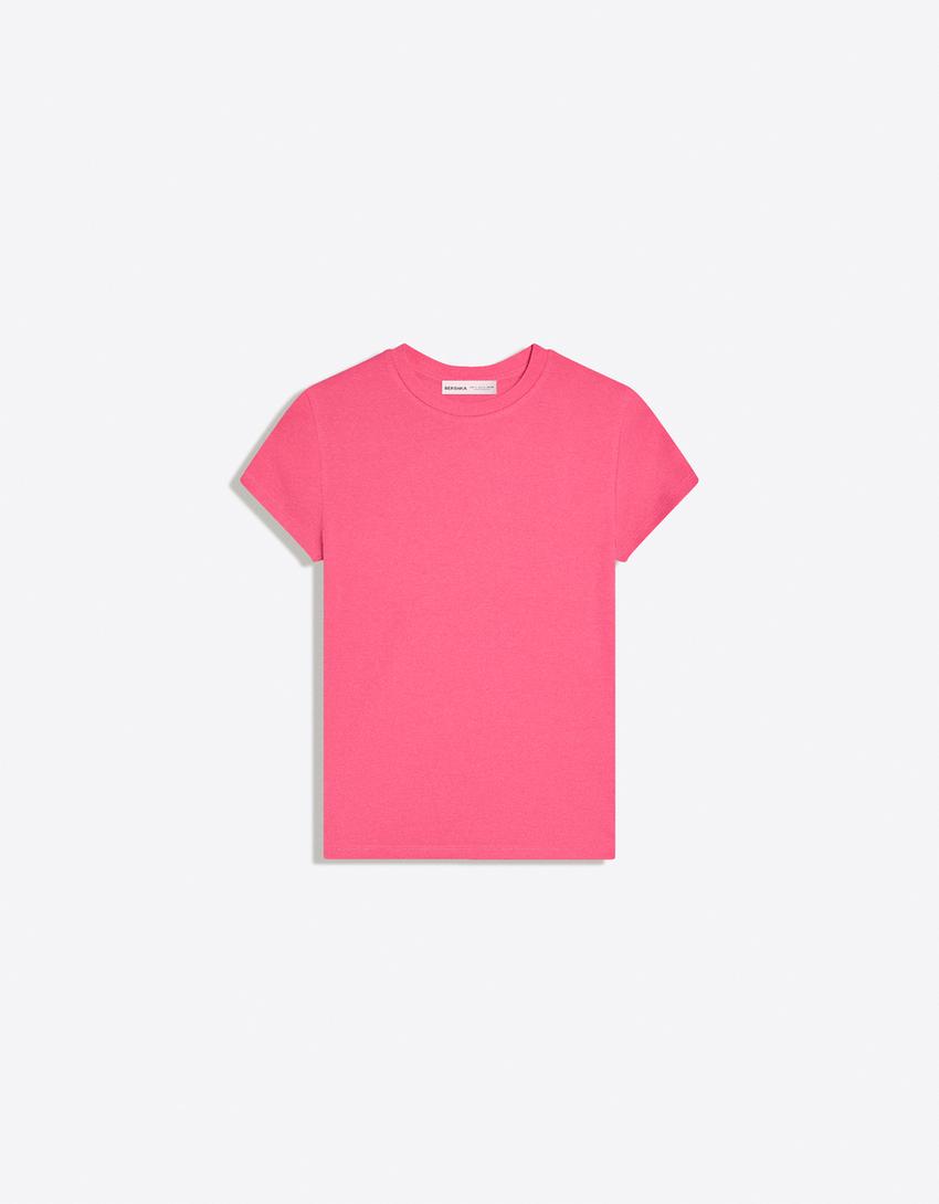Camiseta manga corta cuello redondo-Rosa