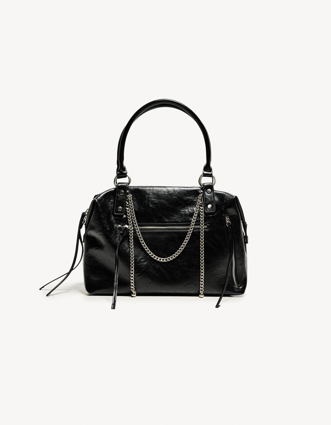 Leather effect bag with chain