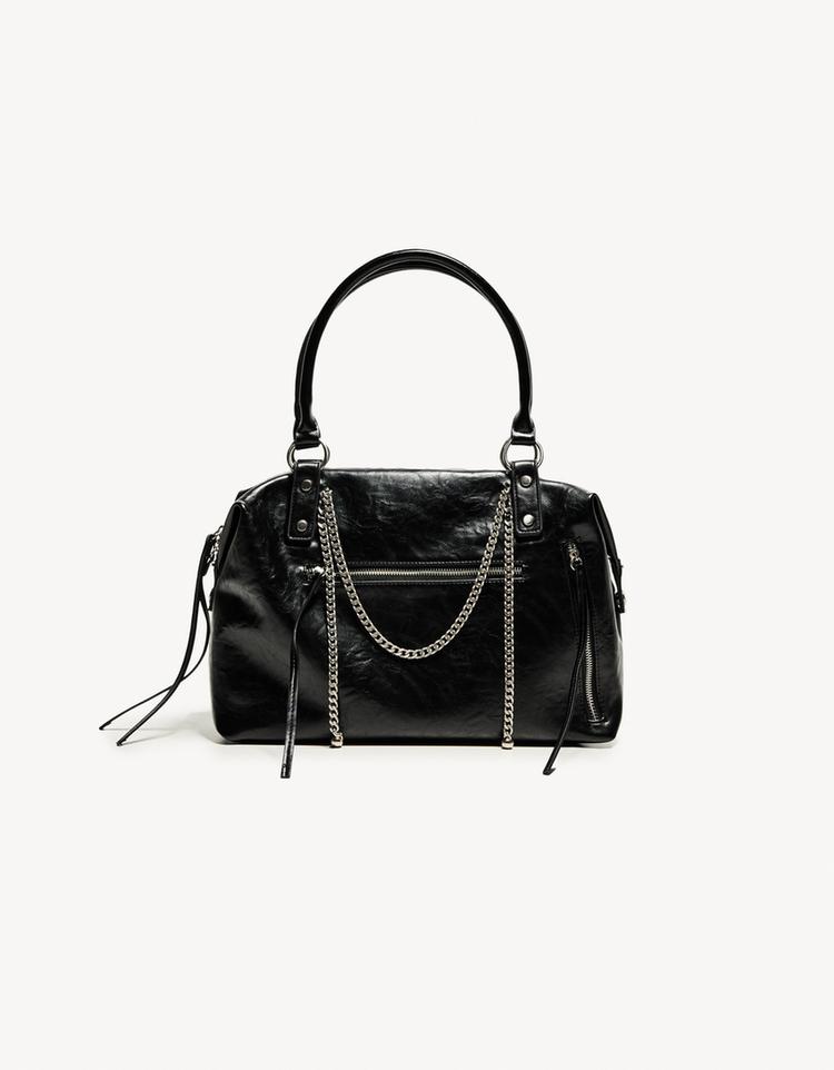 Leather effect bag with chain