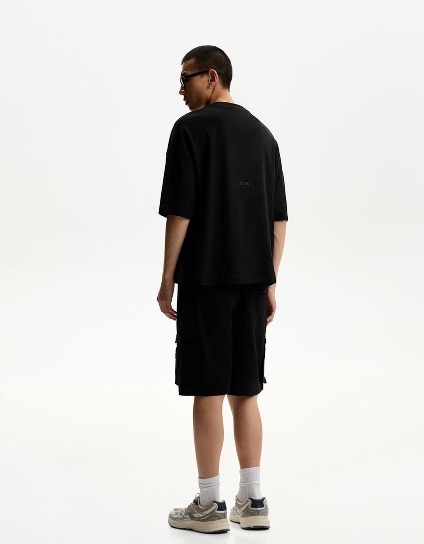 Cargo Bermuda joggers-Black