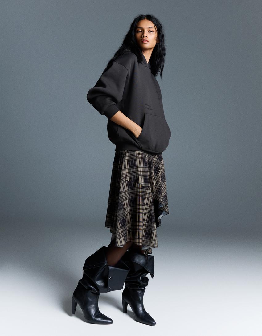 Sweatshirt Frankenstein capuz estampado-Cinzento-escuro