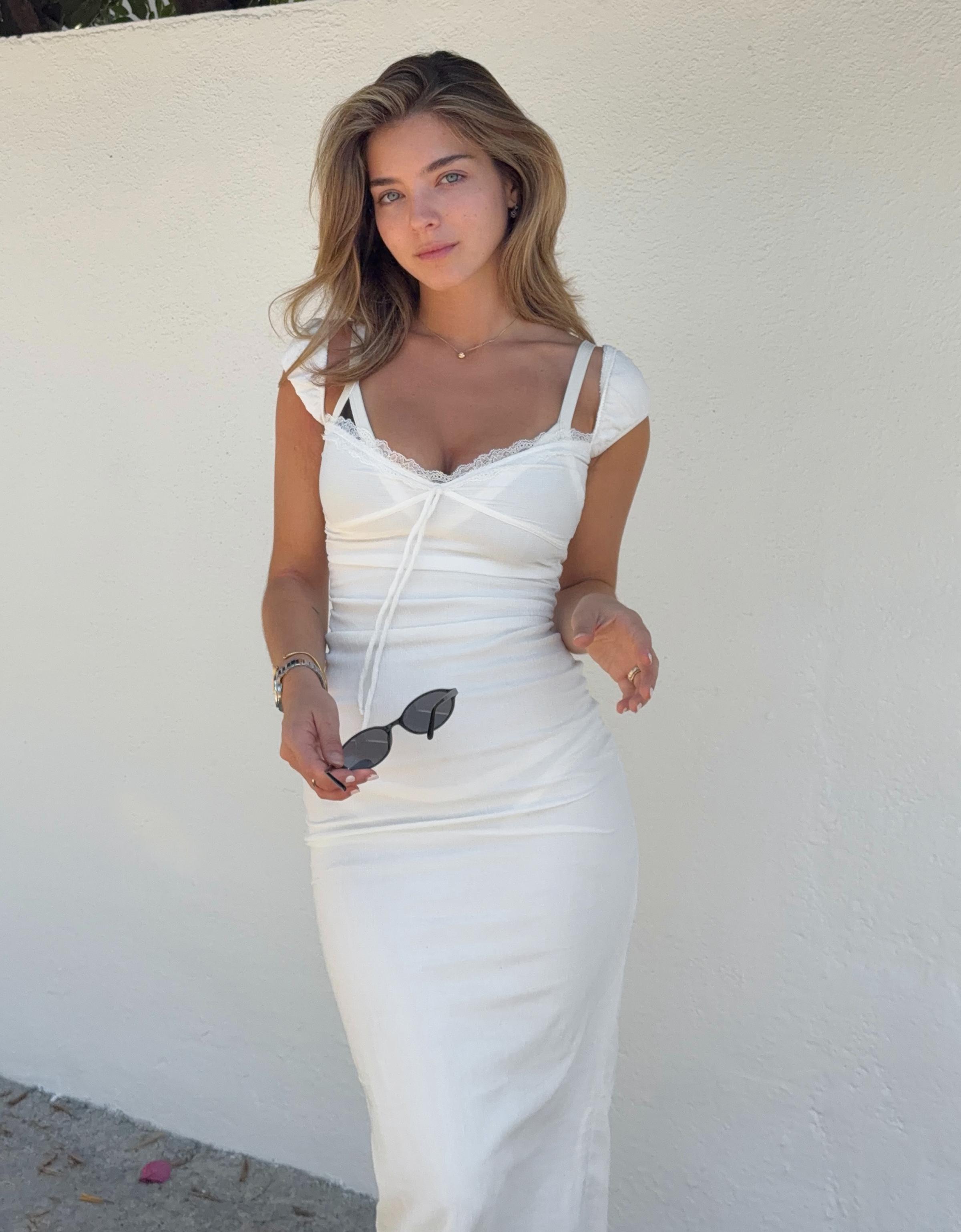 Printed lace midi dress