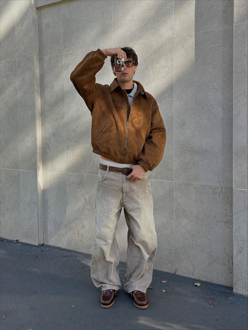 Faux suede jacket-Sand