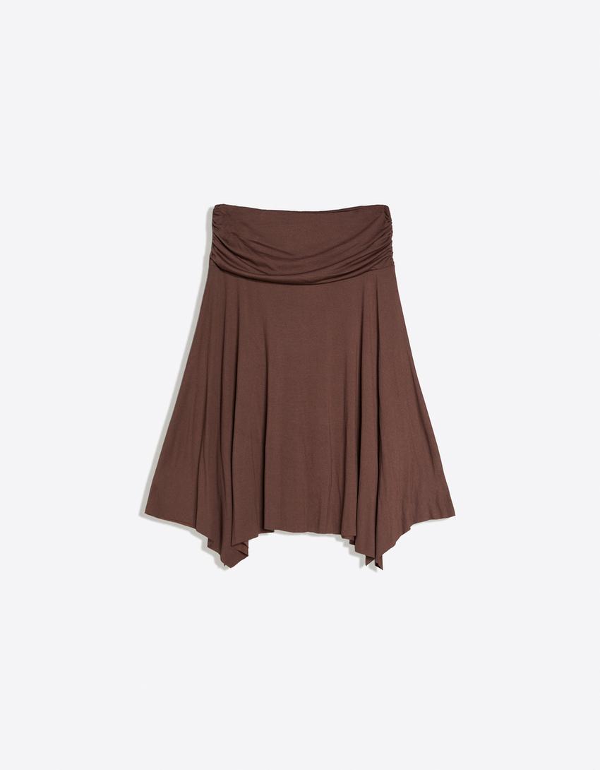 Gathered midi skirt-Brown
