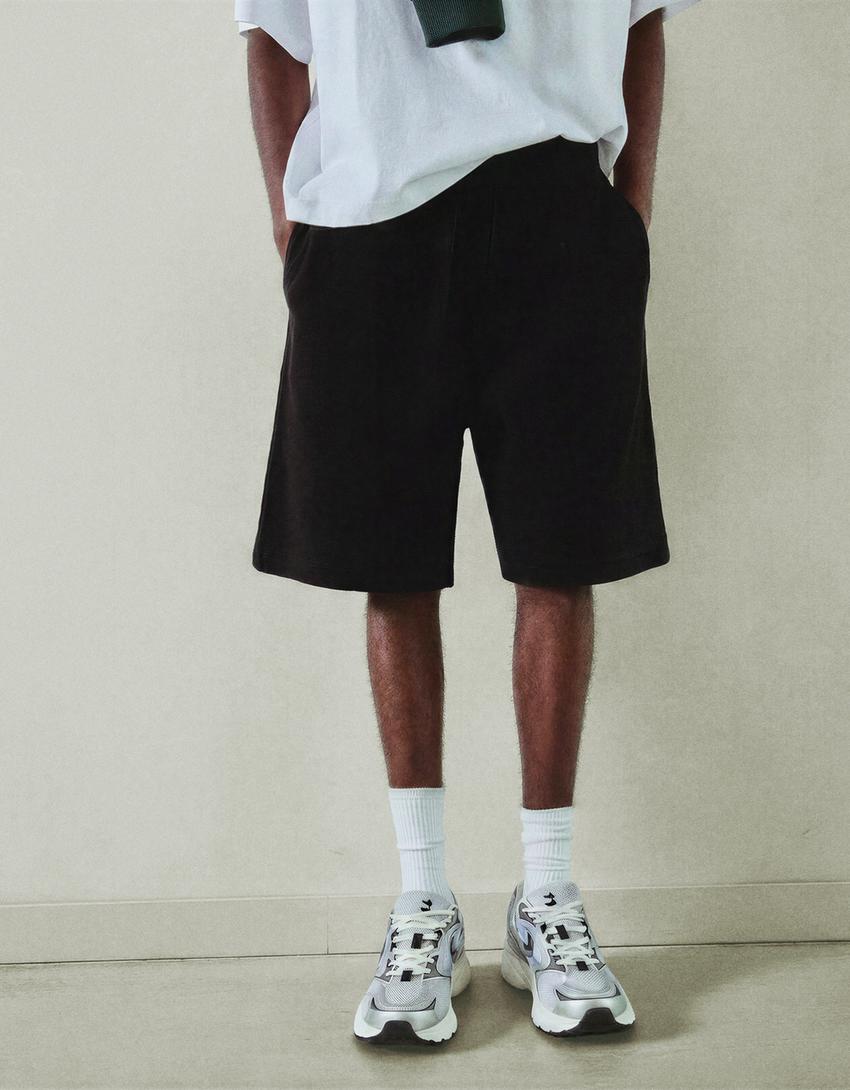 Twill Bermuda shorts-Black