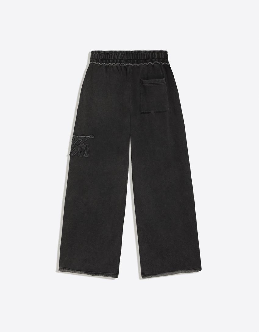 Pantaloni super baggy fit lavaggio-Grigio