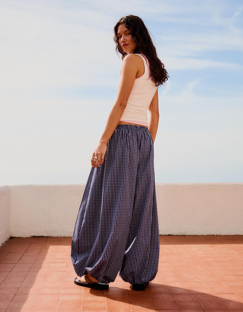 Pantalon bloomer popeline-Grenat