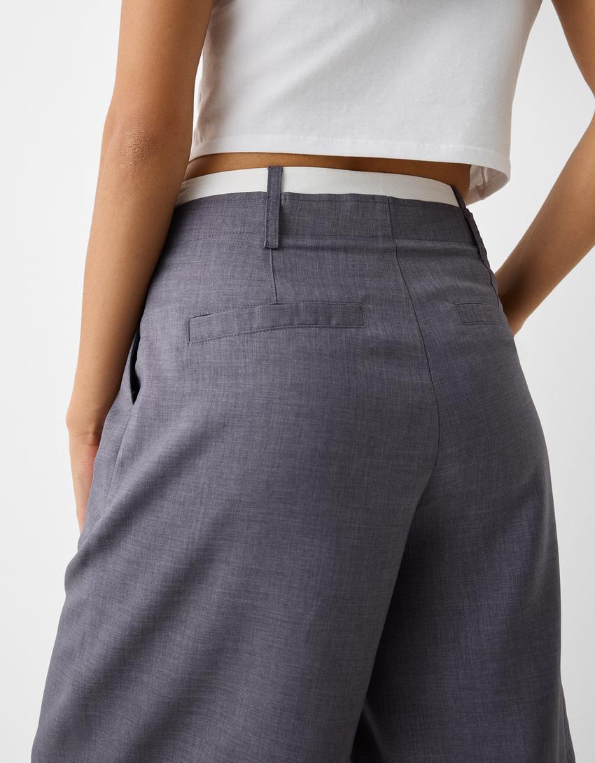 Bermuda short with contrast poplin waistband-Dark grey-5