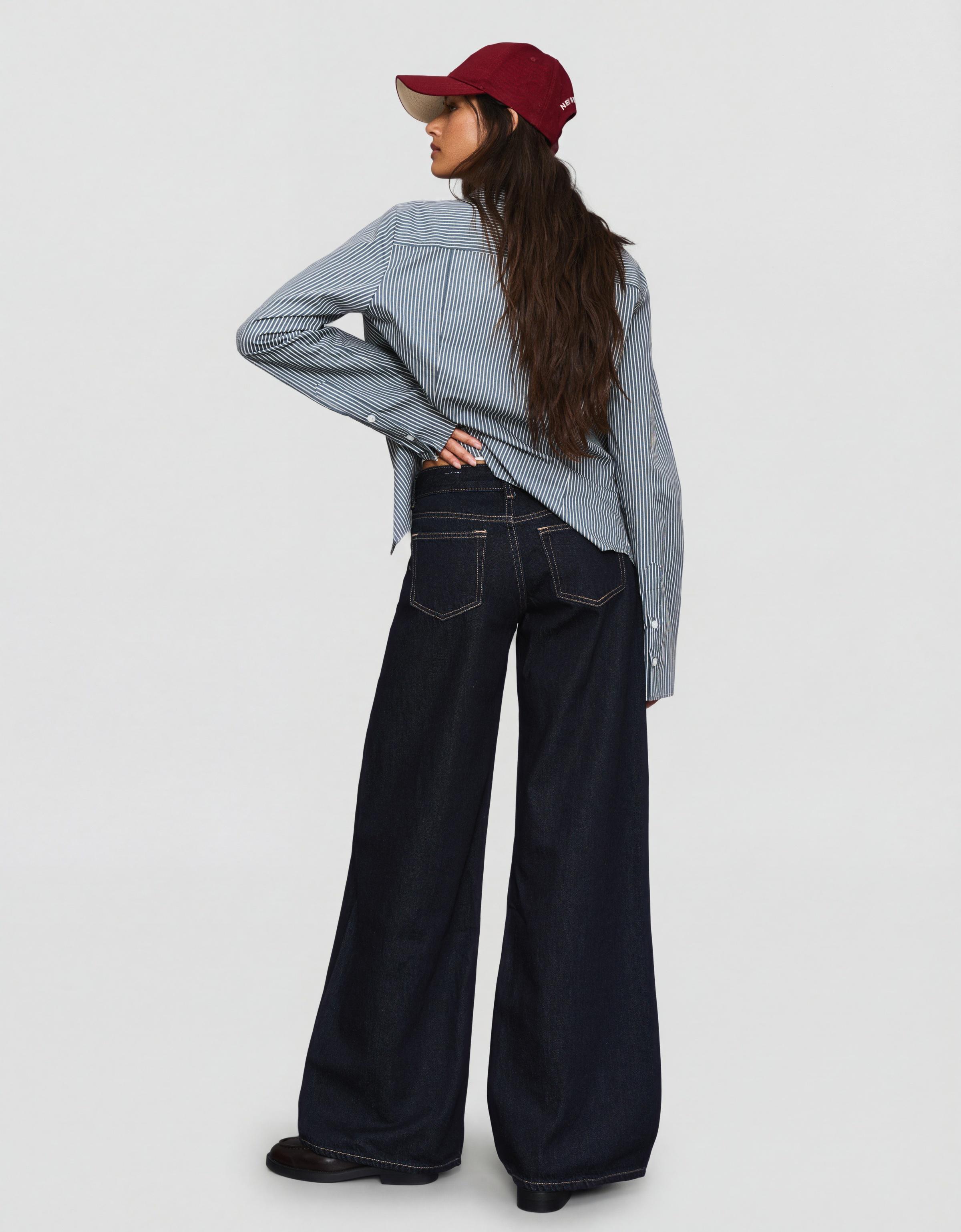 Geniş paça düşük bel jean - Görsel 33