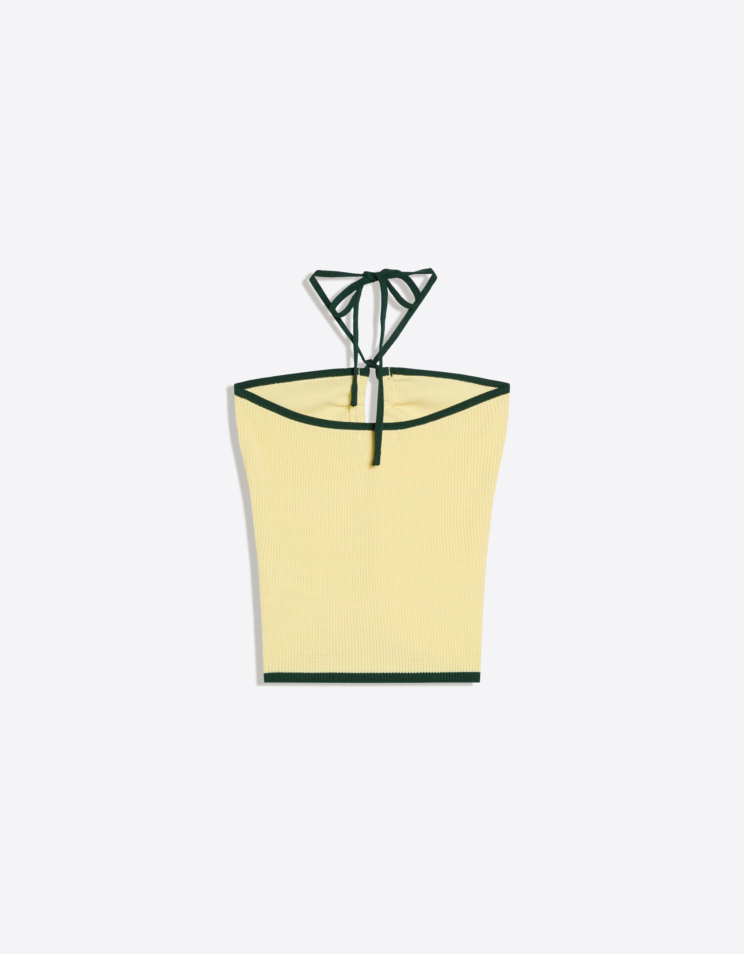 Contrast bandeau knit top — Yellow