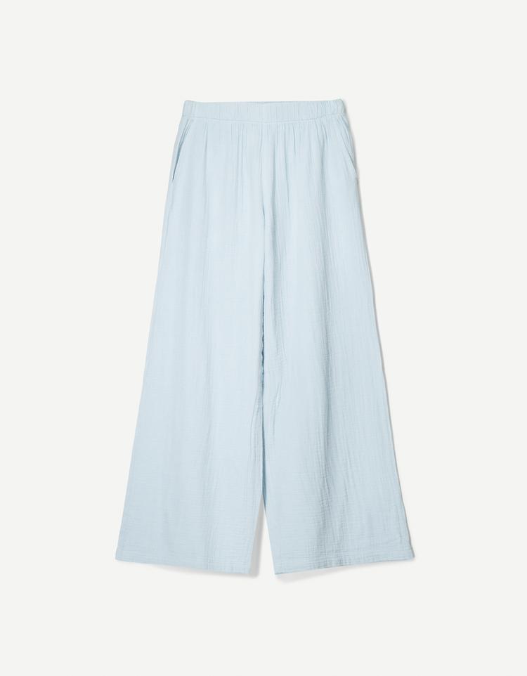 Çift taraflı rustik wide leg pantolon