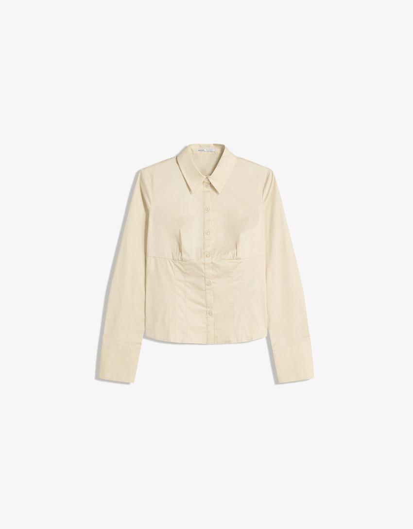 Camicia pinces sciancrata-Sabbia-0