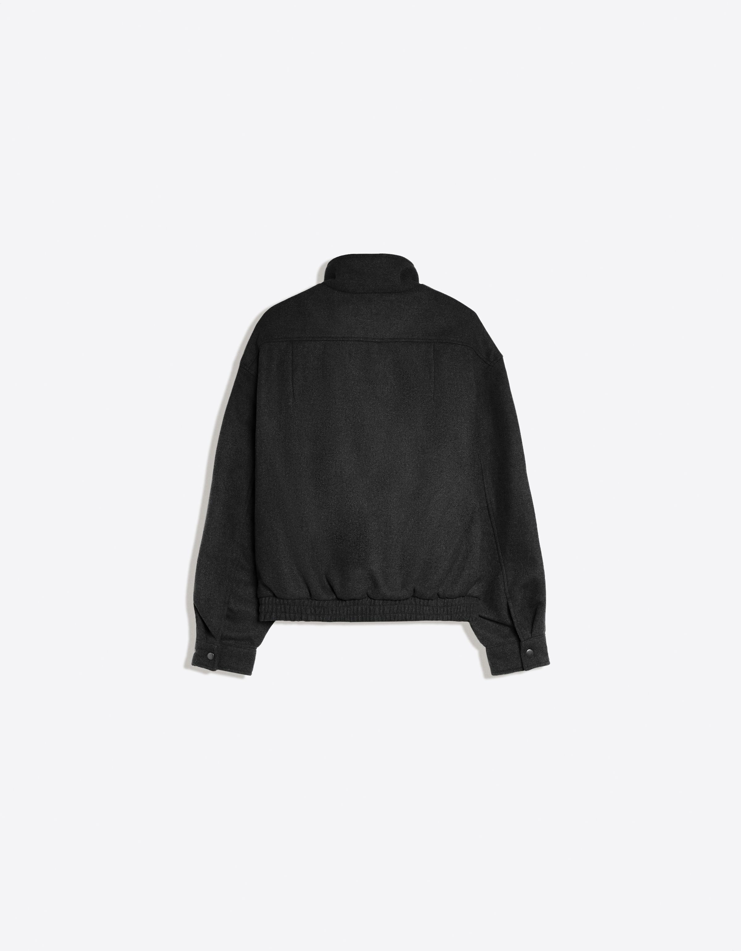 Felt-effect jacket with tabs — Black
