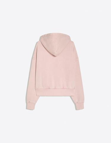 Washed zip-up sweatshirt with hood — Pink 7
