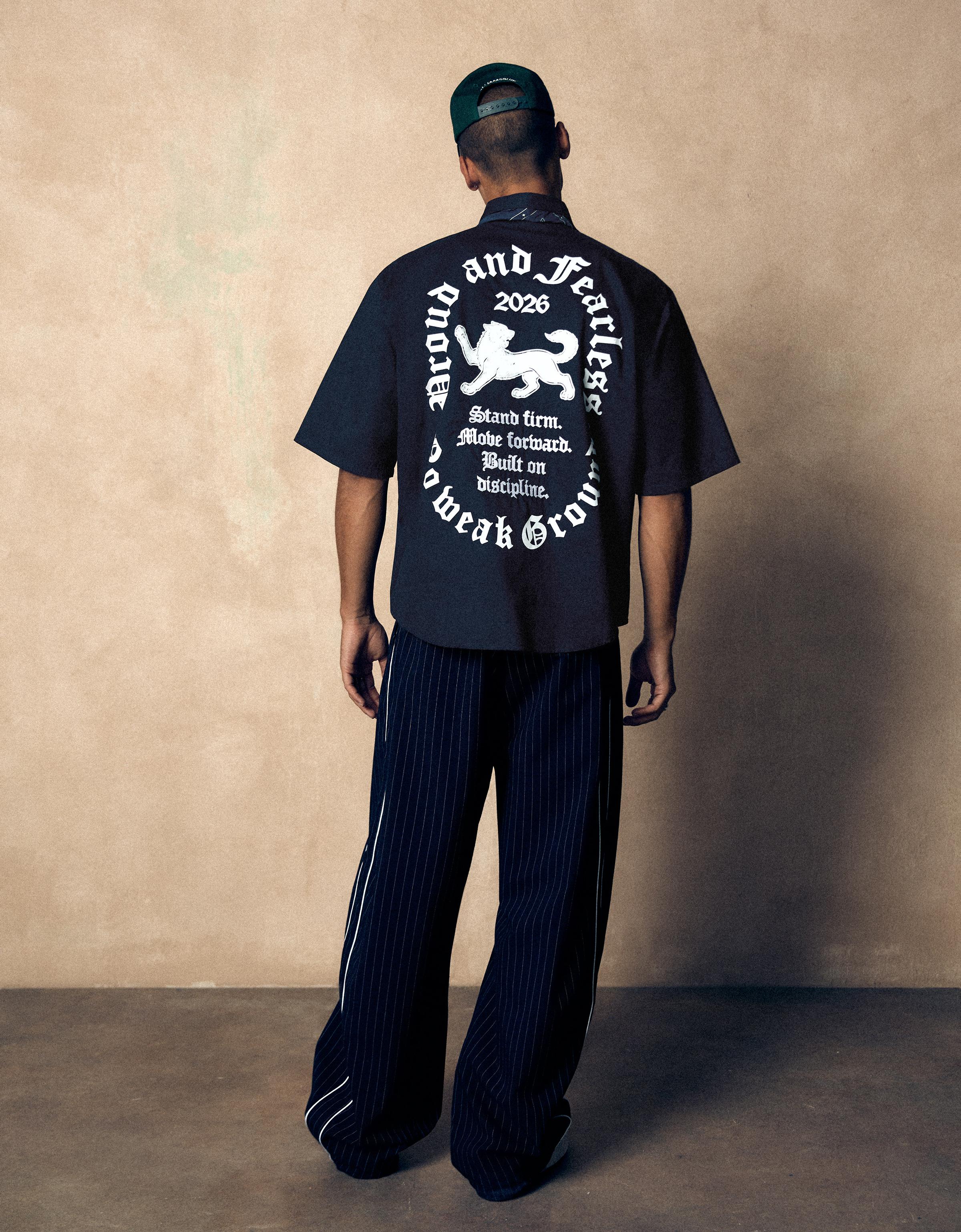 Short sleeve print shirt — Navy
