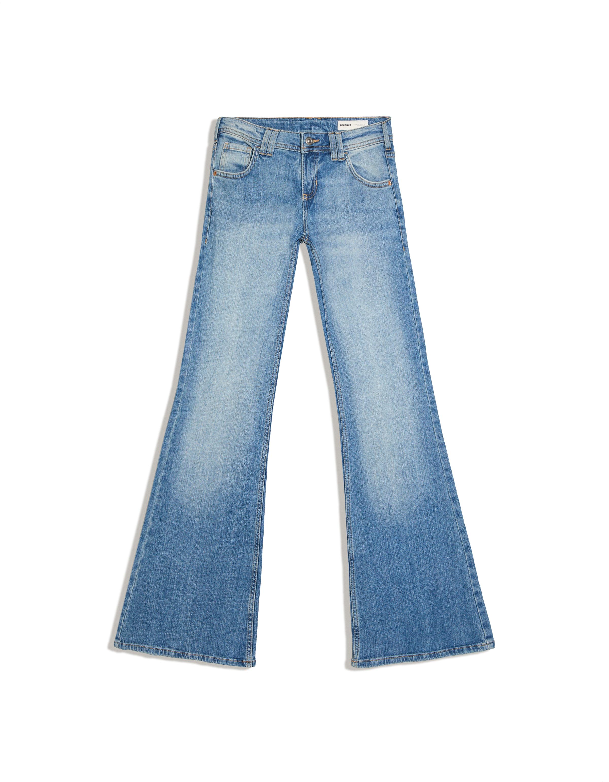 Low-rise embroidered flared jeans — Light blue